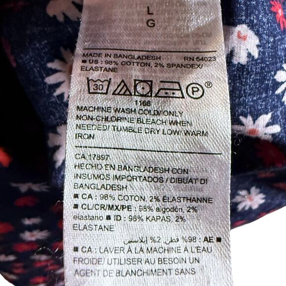 Old Navy Camp Shirt Mens Floral Print Blue Pink Red Short Sleeve Stretch Sz L - Picture 5 of 6